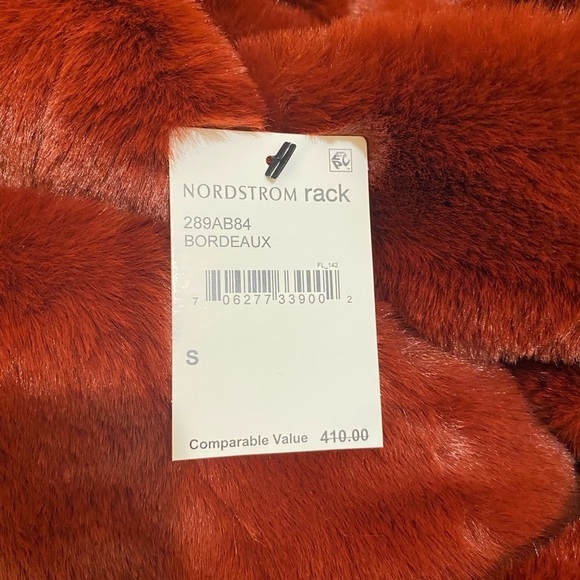 Allen Schwartz Greta Faux Fur Coat Red Size Small NWT - Picture 15 of 16